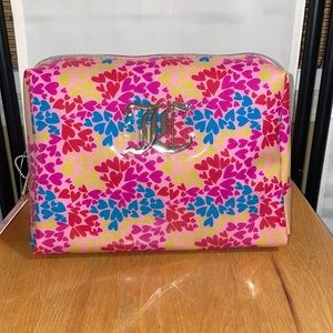 NWT Juicy Couture Pink Rede Yellow Travel Cosmetic Bag 6”x9x5”
